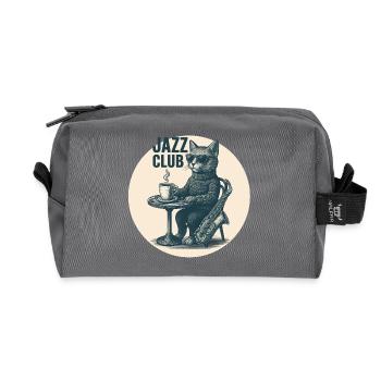 Chat de jazz cool avec saxophone - Vintage Club - Trousse de toilette en tissu recyclé - anthracite - Devant