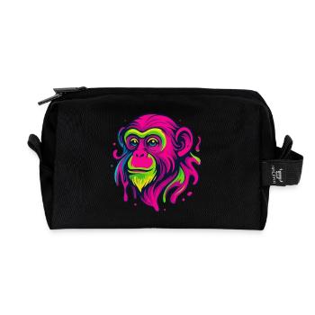 Neon Affe - Recycelte Kulturtasche - Schwarz - Vorne