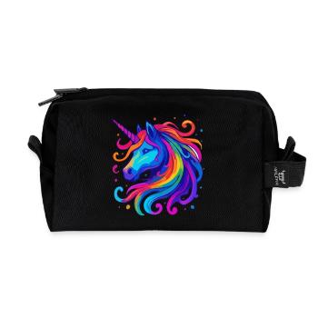 Regenbogen Einhorn - Recycelte Kulturtasche - Schwarz - Vorne