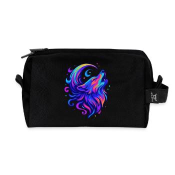 Moon Wolf - Recycled Toiletry Zip Bag - black - Front