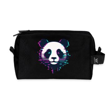Glitch Panda - Recycled Toiletry Zip Bag - black - Front