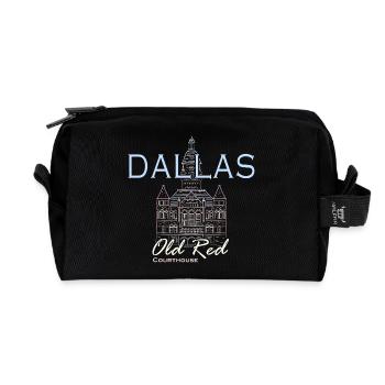 Dallas, Dessin à la main Landmark, Texas, Amérique - Trousse de toilette en tissu recyclé - noir - Devant