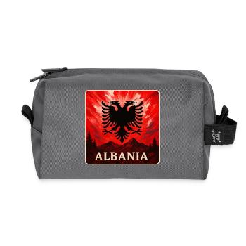 Albania Double Eagle Design - Recycled Toiletry Zip Bag - anthracite - Front