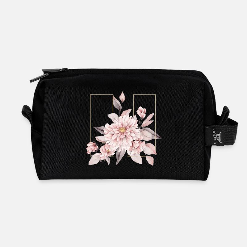 Elegantes Rouge-Blumen-Design - Recycelte Kulturtasche - Schwarz