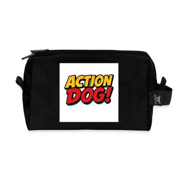 Action Hund Comic Stil - Recycelte Kulturtasche - Schwarz - Vorne