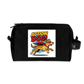 Action Hund Superheld - Recycelte Kulturtasche - Schwarz - Vorne