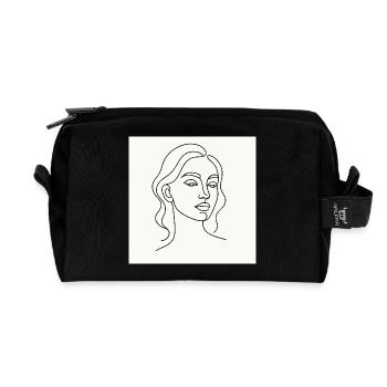 Die gezeichnete Lady - Recycelte Kulturtasche - Schwarz - Vorne