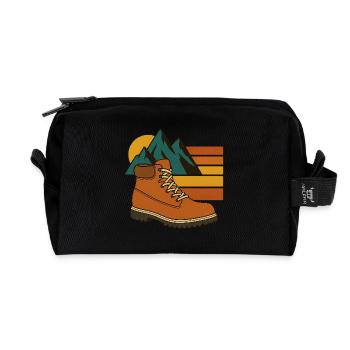 Step Wild – Retro Hiking Spirit - Recycelte Kulturtasche - Schwarz - Vorne