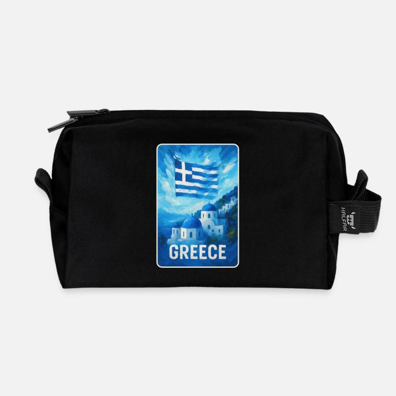 Griechenland Santorini Flagge - Recycelte Kulturtasche - Schwarz