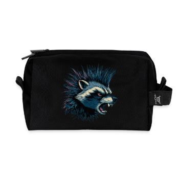 Wütender Waschbär Punk - Recycelte Kulturtasche - Schwarz - Vorne