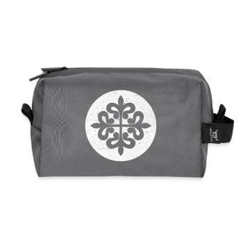 Croix d’Alcantara dans un cercle blanc - Trousse de toilette en tissu recyclé - anthracite - Devant