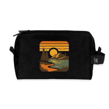 Golden Escape – Retro Nature Mood - Recycelte Kulturtasche - Schwarz - Vorne