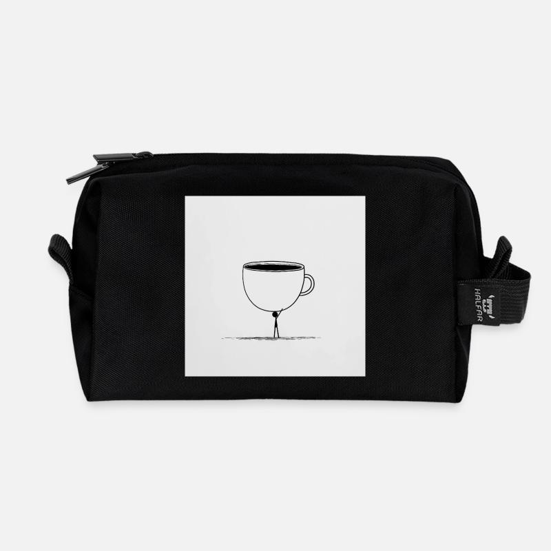 Kaffee? Nur in Eimern, bitte! - Recycelte Kulturtasche - Schwarz