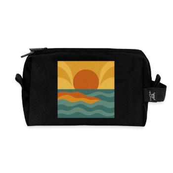 Sunset Flow – Retro Ocean Vibes - Recycelte Kulturtasche - Schwarz - Vorne