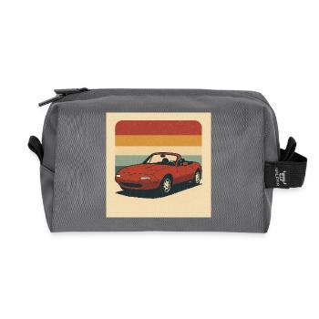 Retro Sportscar Illustration mit Vintagefarben - Recycelte Kulturtasche - Anthrazit - Vorne