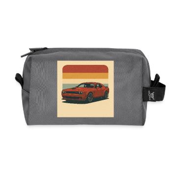 Red Muscle Car Retro Design - Recycled Toiletry Zip Bag - anthracite - Front