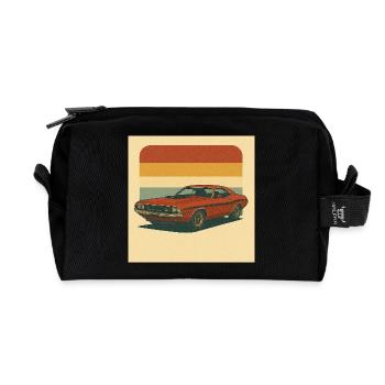 Conception rétro de muscle car sur fond vintage - Trousse de toilette en tissu recyclé - noir - Devant