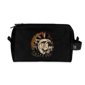 English Bulldog Punk - Recycled Toiletry Zip Bag - black - Front