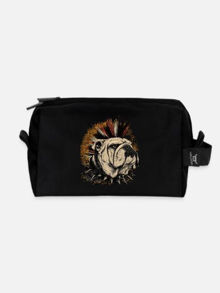Englische Bulldogge Punk - Recycelte Kulturtasche - Schwarz