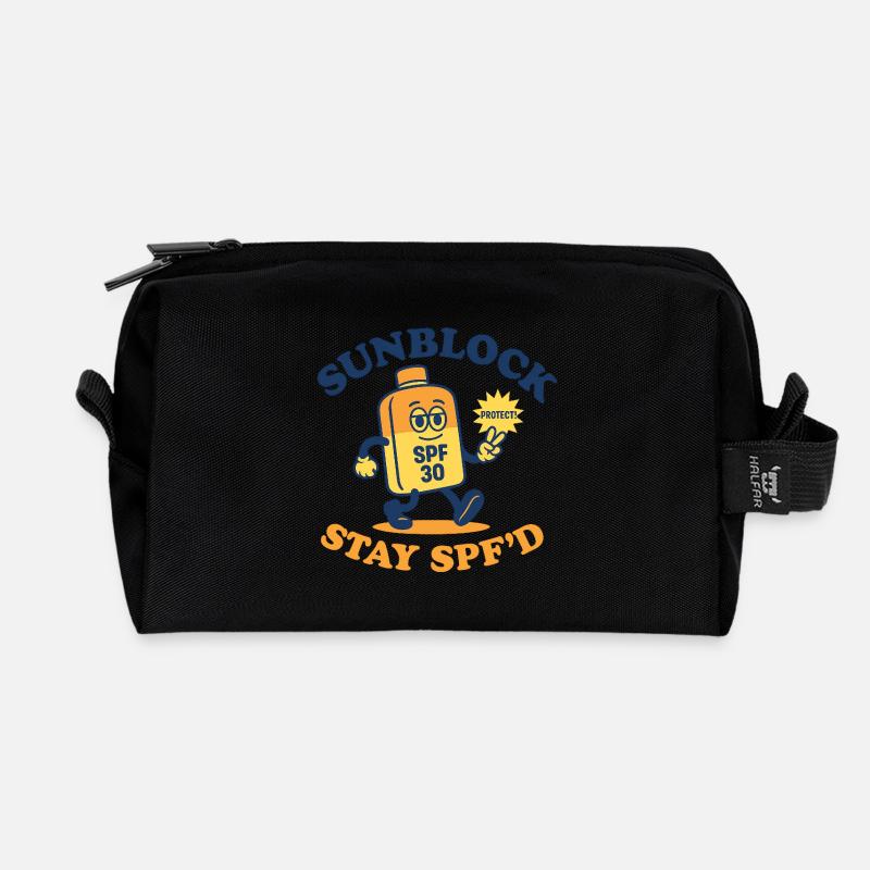 Sunblock Squad – Stay SPF'd Design - Recycled Toiletry Zip Bag - black