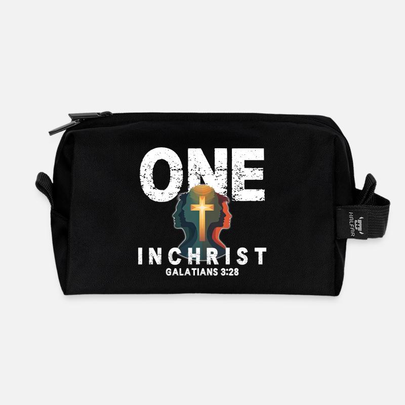 Glaube im Licht Jesus Kreuz Silhouette - Recycelte Kulturtasche - Schwarz