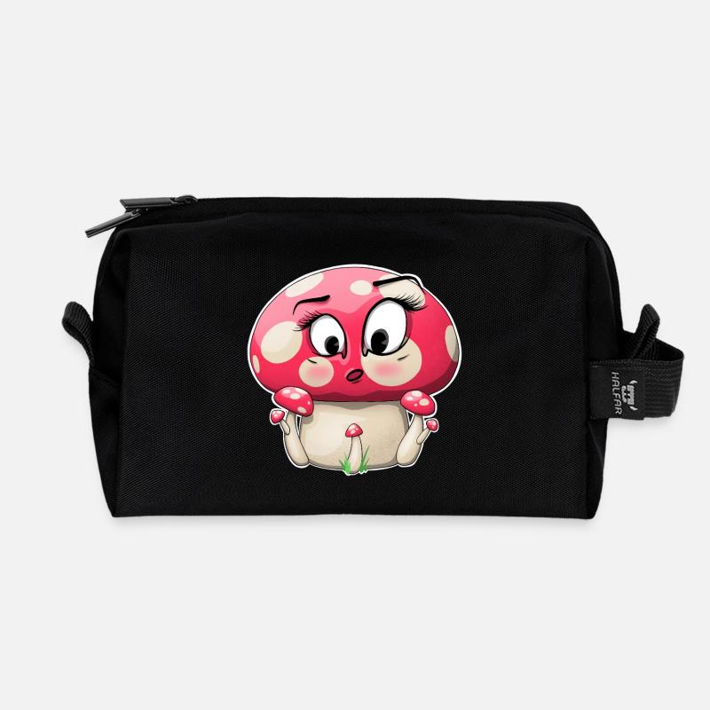 Niedliches rosa Pilz-Charakter-Design - Recycelte Kulturtasche - Schwarz