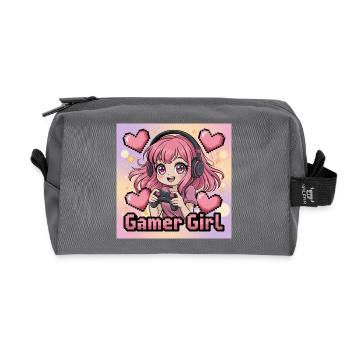 Pixel Art Gamer Mädchen Illustration - Recycelte Kulturtasche - Anthrazit - Vorne