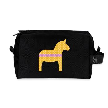 Dala Cheval Tricot Motif Chevaux Décoration Scandinave - Trousse de toilette en tissu recyclé - noir - Devant