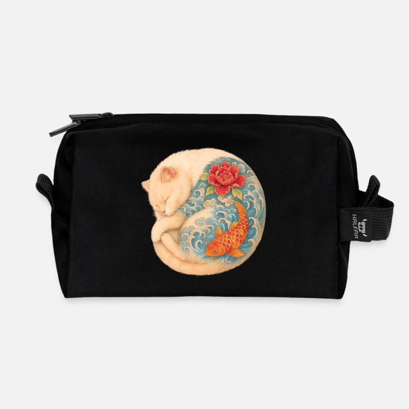 Yakuza Cat – Friedliche Kraft in Tinte - Recycelte Kulturtasche - Schwarz