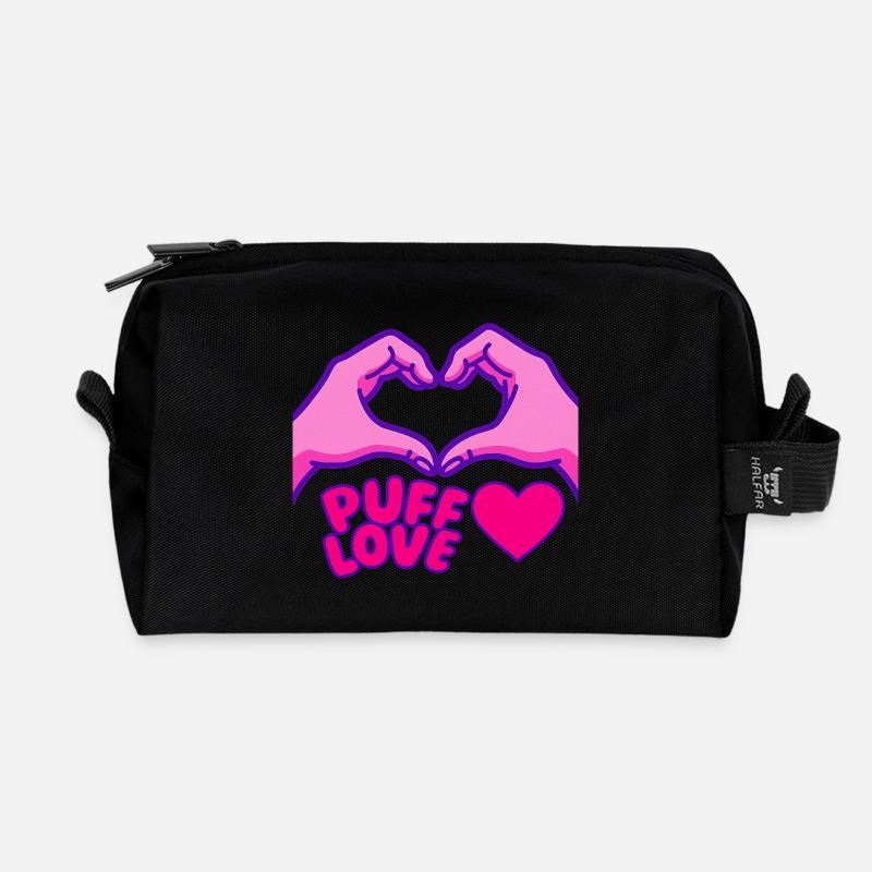 Herz Puffed Love Design und Hände - Recycelte Kulturtasche - Schwarz