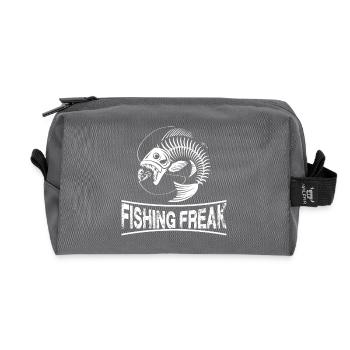 Fishing Freak Skeleton Illustration - Recycled Toiletry Zip Bag - anthracite - Front