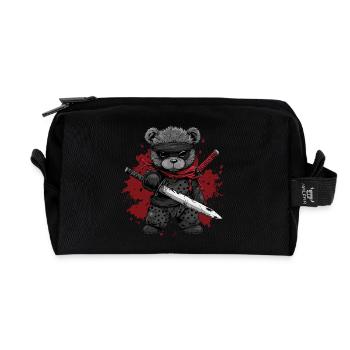 Ours en peluche ninja - Trousse de toilette en tissu recyclé - noir - Devant