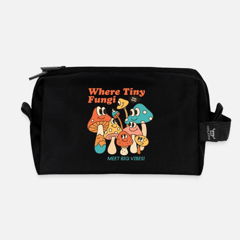 Retro-Pilztruppe - Recycelte Kulturtasche - Schwarz