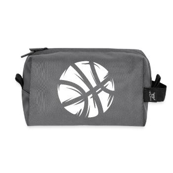 Ballon de basket abstrait en blanc sur noir - Trousse de toilette en tissu recyclé - anthracite - Devant