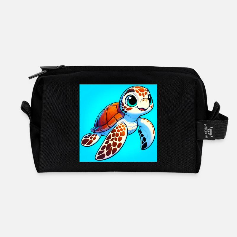Schildkröte - Recycelte Kulturtasche - Schwarz