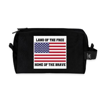 Patriotic American Flag with Bold Text - Recycled Toiletry Zip Bag - black - Front