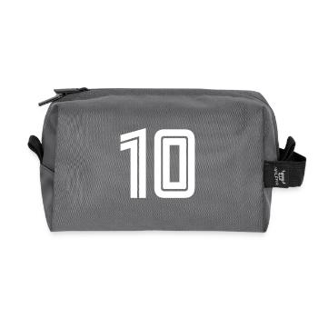 Trikotnummer 10 – Geschenk zum 10-jährigen Jubiläum - Recycelte Kulturtasche - Anthrazit - Vorne