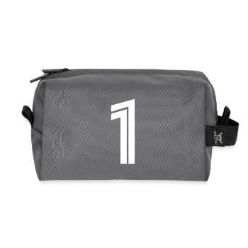 Trikotnummer 1 – Geschenk zum 1-jährigen Jubiläum - Recycelte Kulturtasche - Anthrazit - Vorne