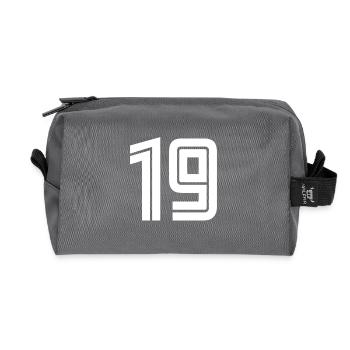 Trikotnummer 19 – Geschenk zum 19-jährigen Jubiläum - Recycelte Kulturtasche - Anthrazit - Vorne
