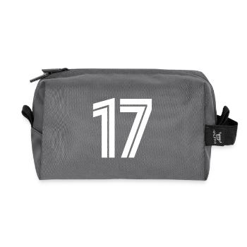 Trikotnummer 17 – Geschenk zum 17-jährigen Jubiläum - Recycelte Kulturtasche - Anthrazit - Vorne