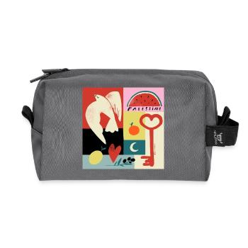 All Things Palestine - Recycled Toiletry Zip Bag - anthracite - Front