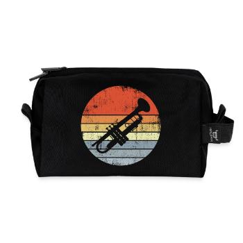 Vintage Trompete Zeichnung - Recycelte Kulturtasche - Schwarz - Vorne