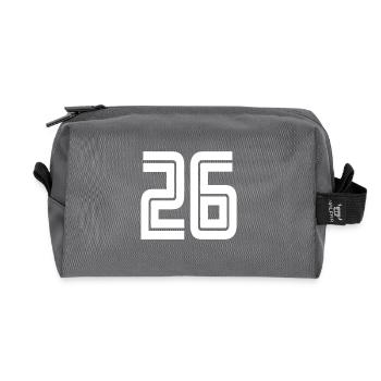 Trikotnummer 26 – Geschenk zum 26-jährigen Jubiläum - Recycelte Kulturtasche - Anthrazit - Vorne