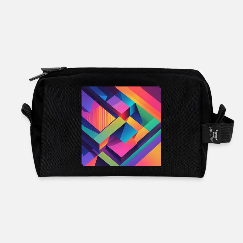 abstrakt - Recycelte Kulturtasche - Schwarz