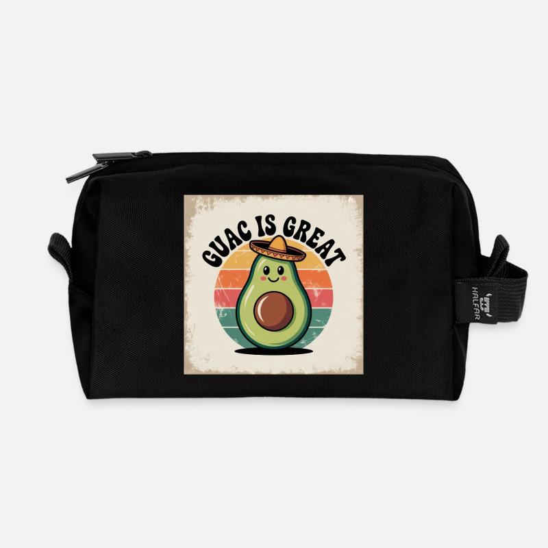 Lustige Avocado mit mexikanischem Hut - Recycelte Kulturtasche - Schwarz