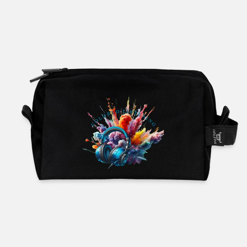 colored listening - Recycled Toiletry Zip Bag - black