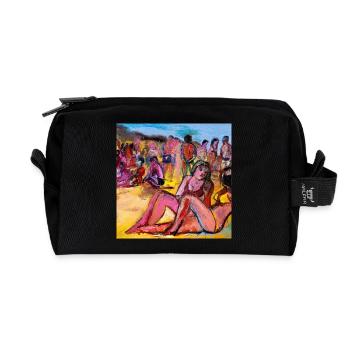 The Beach – Contemporary Beautiful Print by Artist - Recycled Toiletry Zip Bag - black - Front