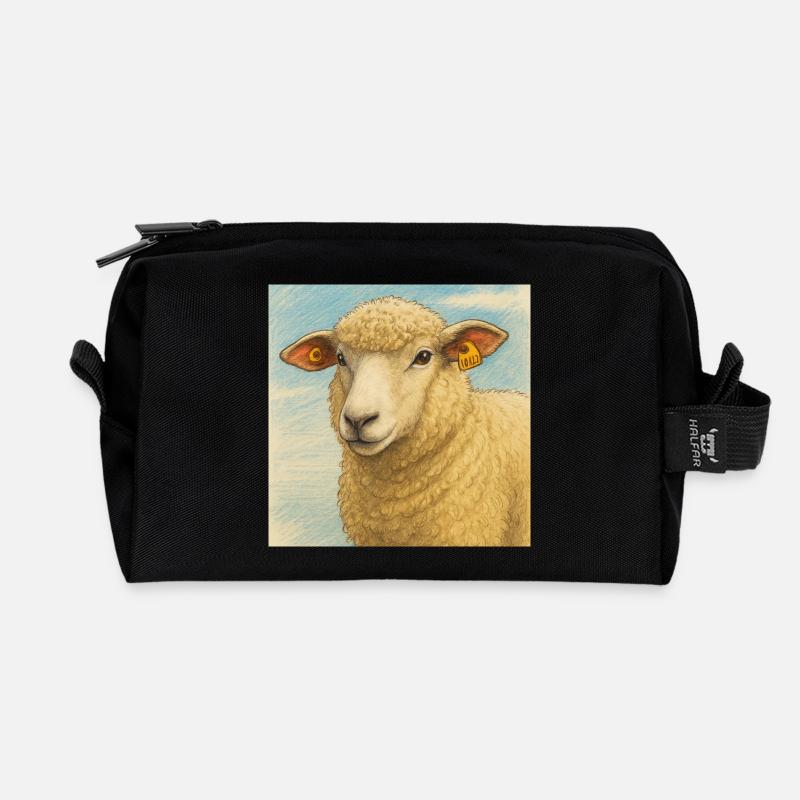 Wolliges Schaf Blau - Recycelte Kulturtasche - Schwarz