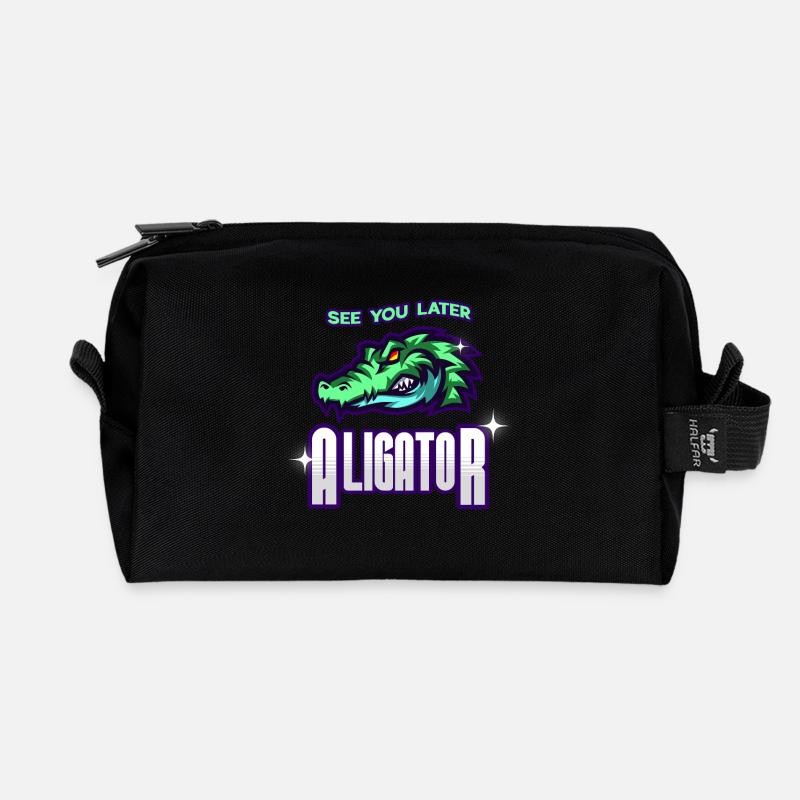 See You Later Aligator - Recycled Toiletry Zip Bag - black