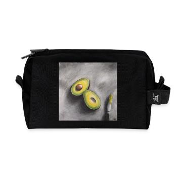 Minimalistische Avocadoscheibe Illustration - Recycelte Kulturtasche - Schwarz - Vorne